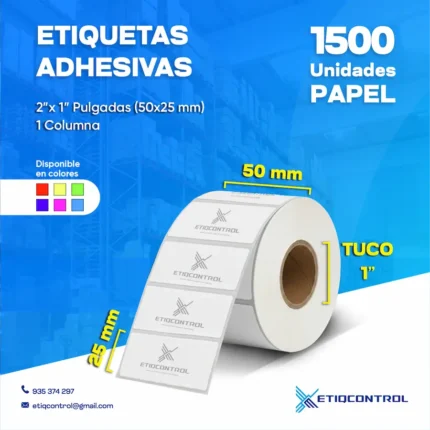 Etiquetas 2X1 pulgadas de papel 1C T1