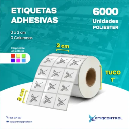 Etiquetas de poliéster 3X2 CM 3 Columnas T1
