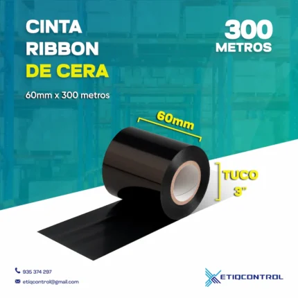 Cinta Ribbon de Cera 60 MM x 300 MTS