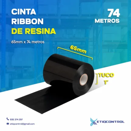 Cinta Ribbon de Resina 65 MM x 74 MTS