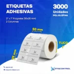 Etiquetas de Poliolefina 2x1 Pulgadas 2 Columnas
