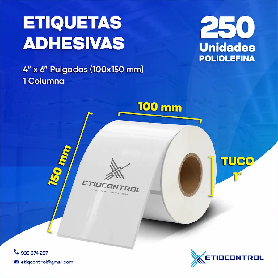 Etiquetas de poliolefina 4x6 pulgadas 1C T1 Etiquetas de Poliolefina 4x6 Pulgadas