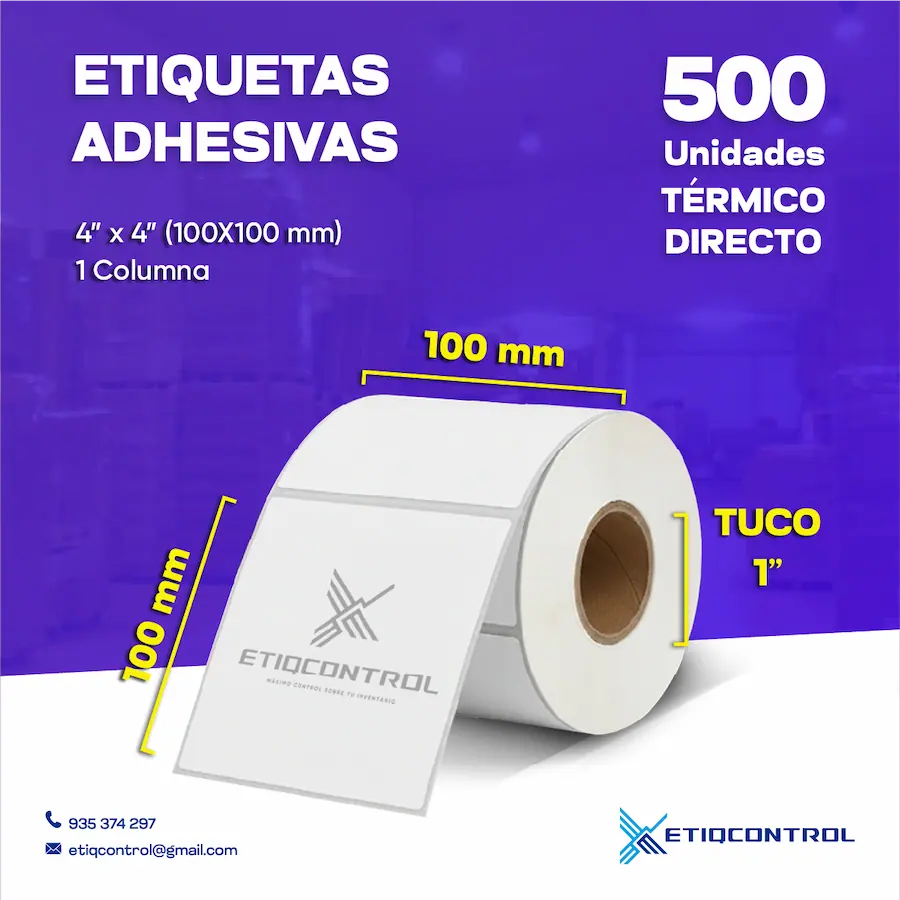 Etiquetas térmico directo 4x4 pulgadas 1C T1 Etiquetas térmico directo 4x4 pulgadas