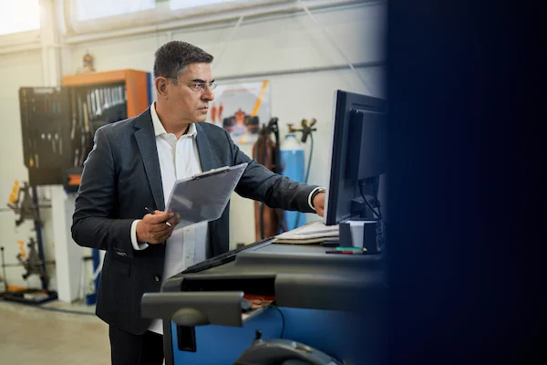 empresario gestionando sus operaciones desde su computadora
